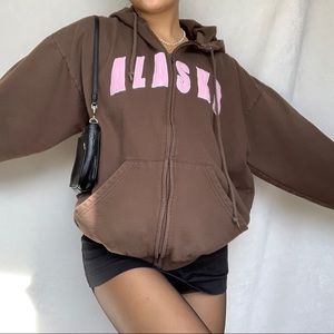 Y2K brown zip up hoodie